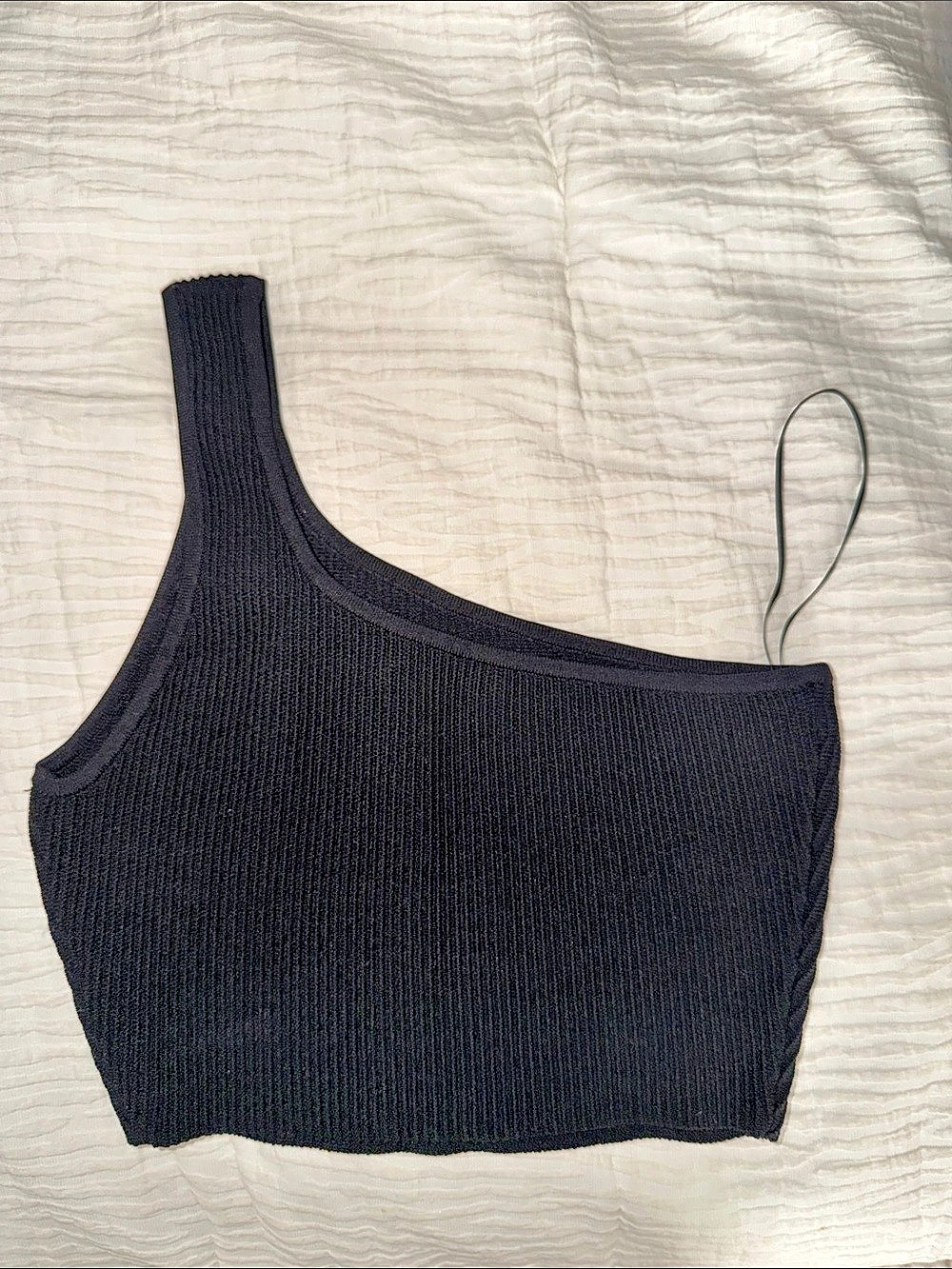 Babaton Sculpt Knit One-Shoulder Cropped Tank Black Size 5